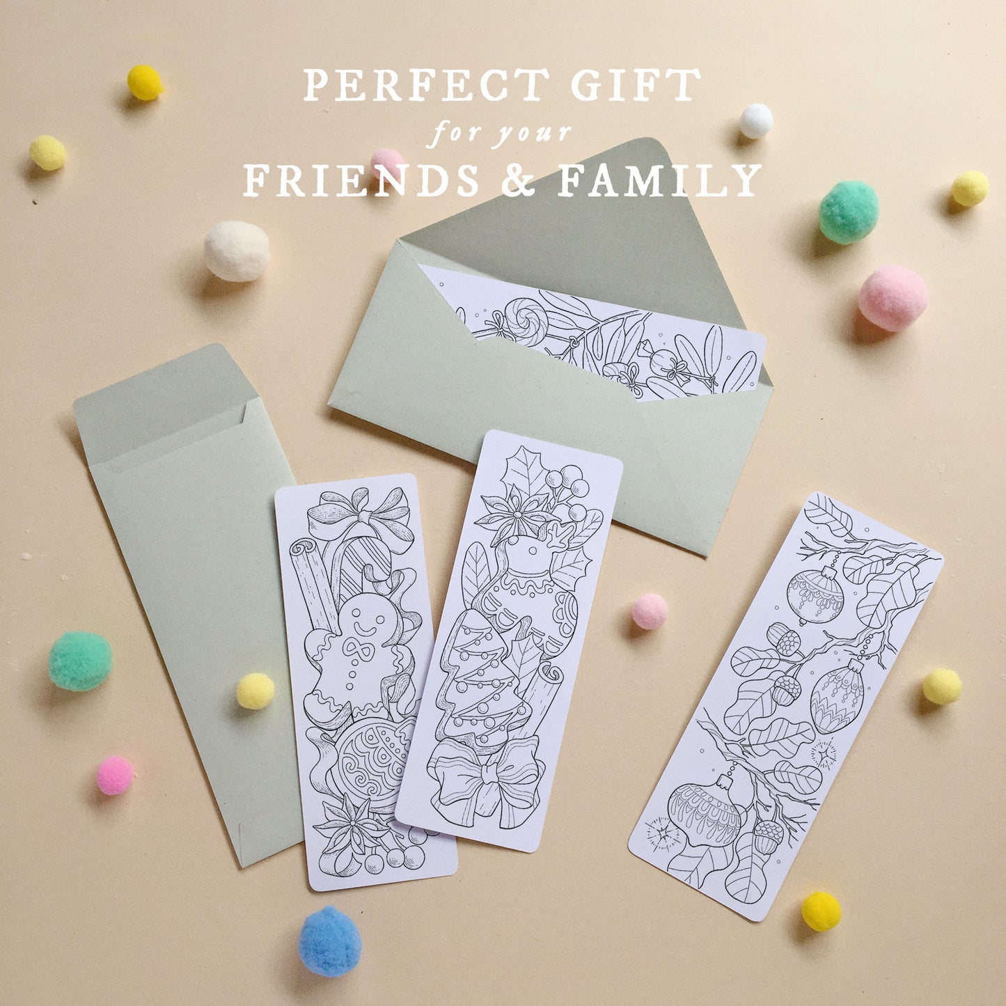 Christmas Baking Coloring Bookmark Set