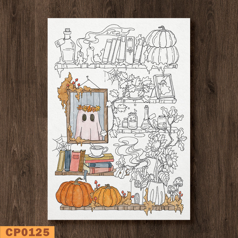 An Autumn Shelf Coloring Page