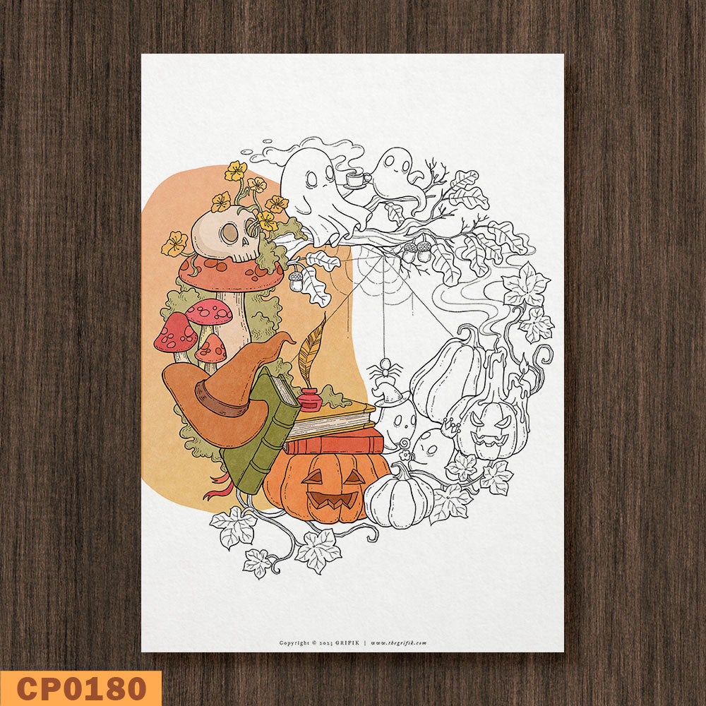 Spooky Wreath 1 Coloring Page