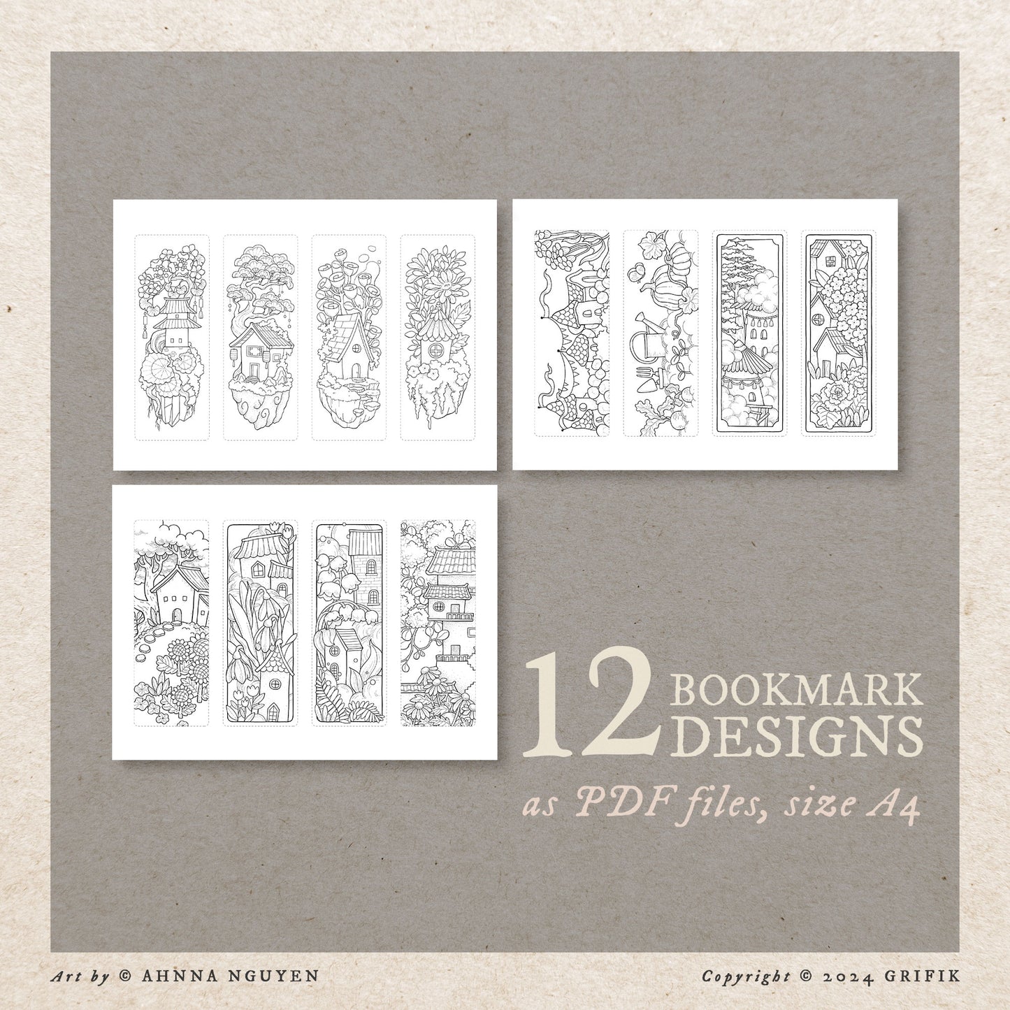 FLYING TOWN Vol.1 Coloring Bookmarks Set