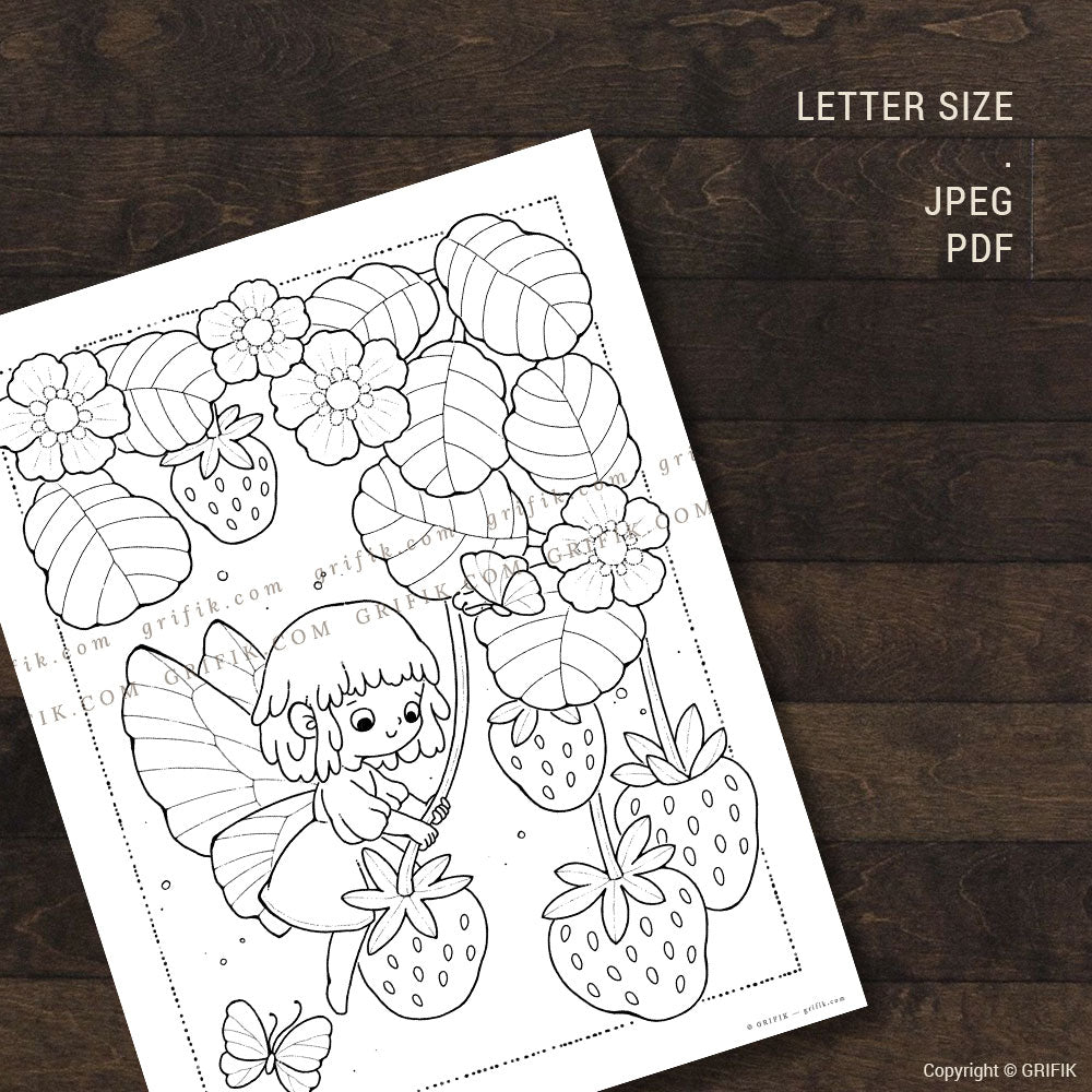Berry Sweet Fairy Coloring Page