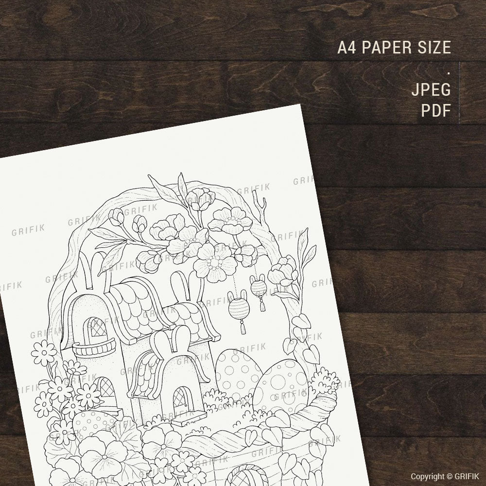 Cozy Nest in a Basket Coloring Page