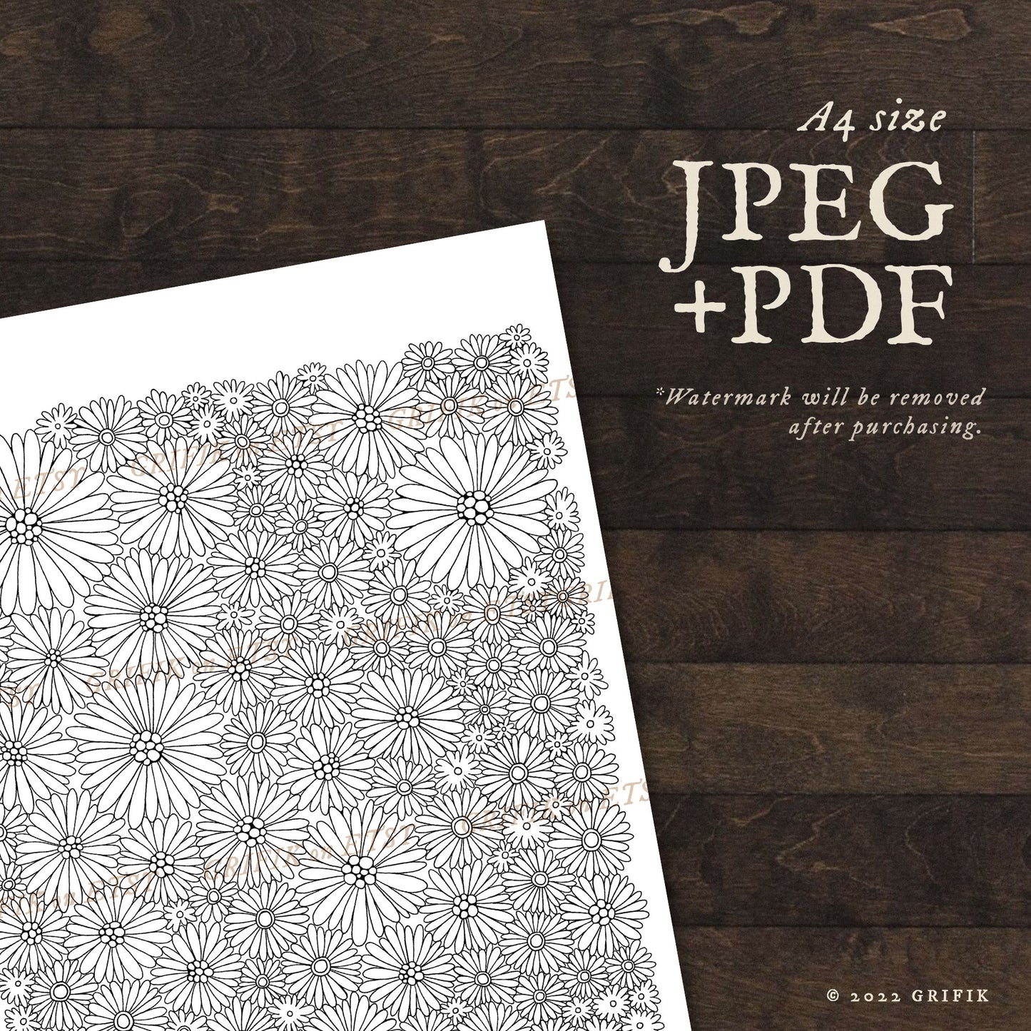Daisies Pattern Coloring Page