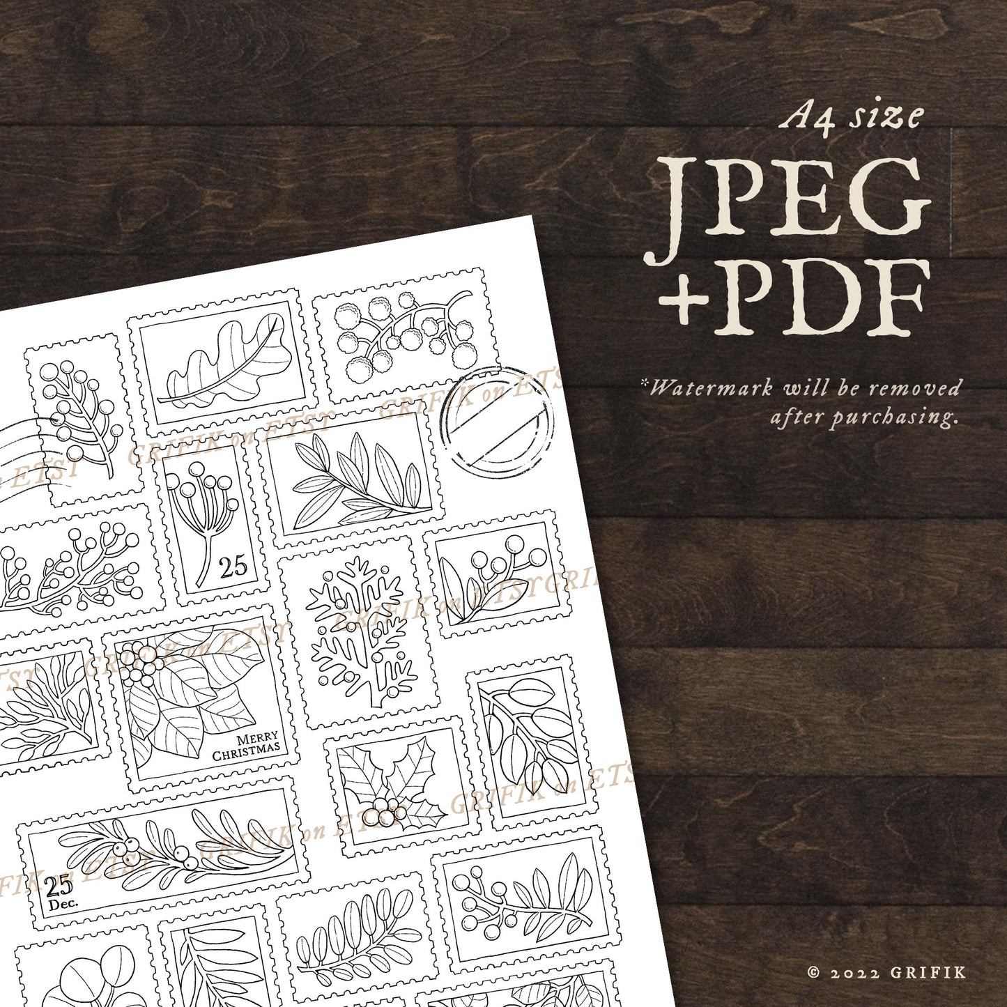 Christmas Stamps Coloring Page