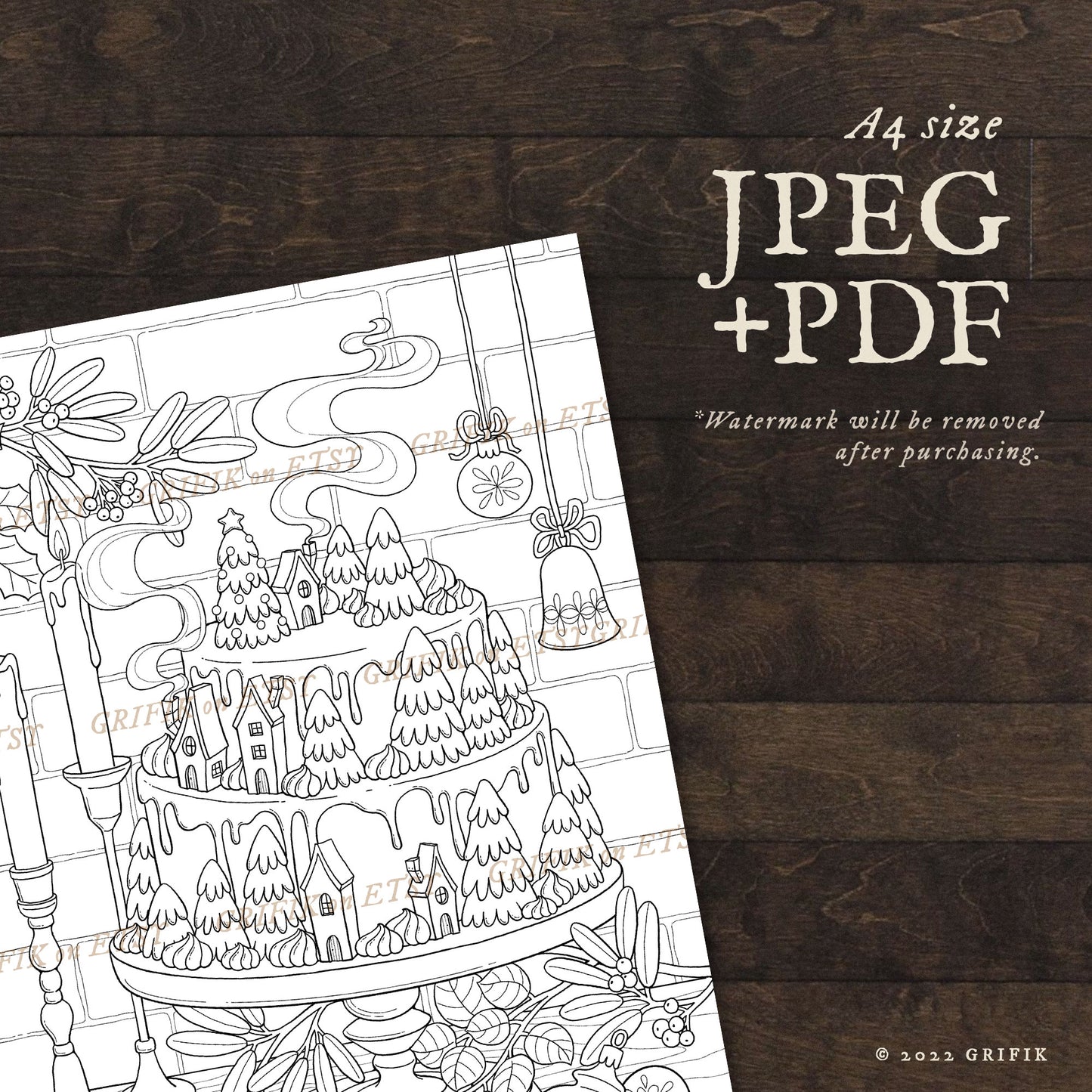 Christmas Cake Coloring Page