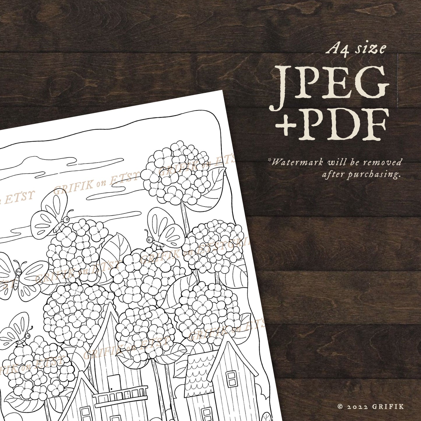 Hydrangea Garden Coloring Page