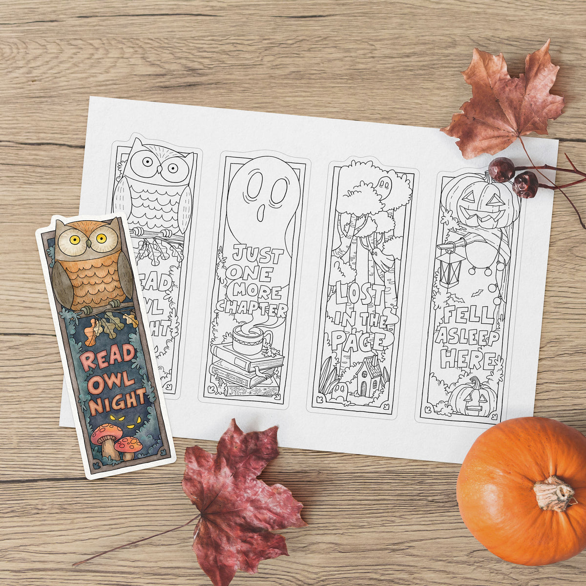 One More Chapter Coloring Bookmarks