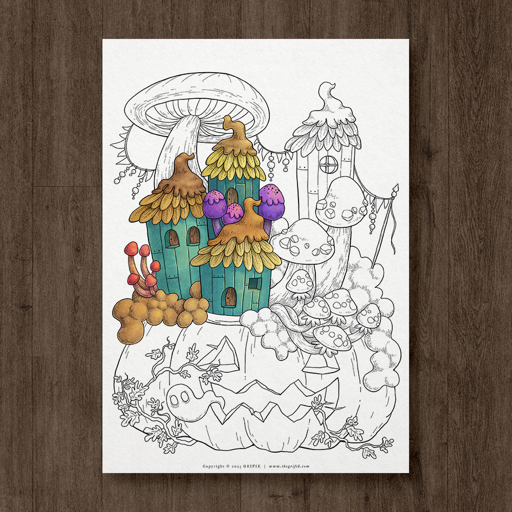 Autumn Town 12 Coloring Pages Pack