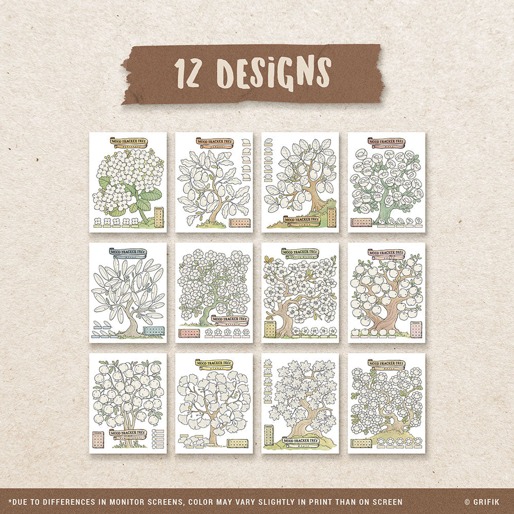 Mood Tracker Tree Set 12 Months