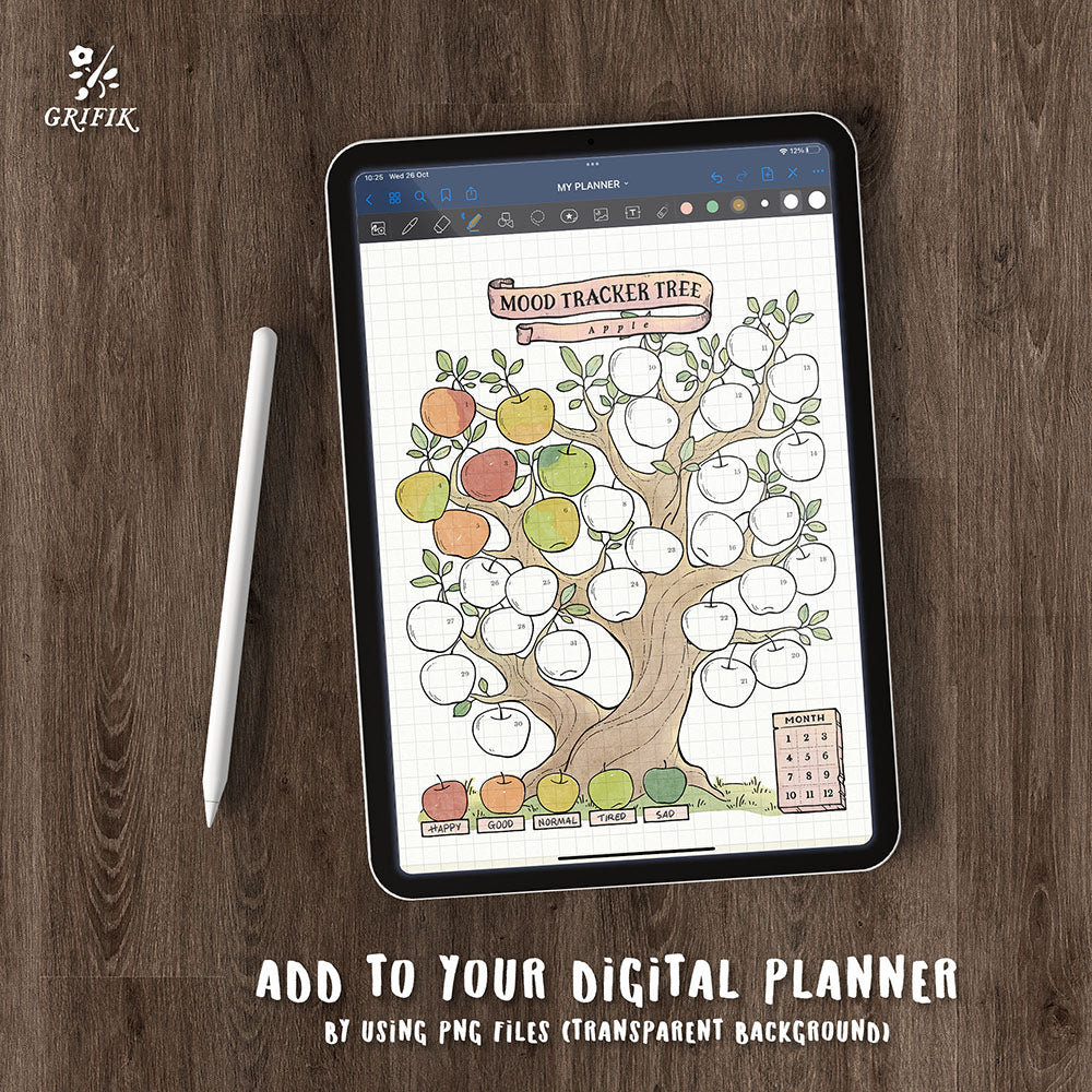 Mood Tracker Tree Set 12 Months