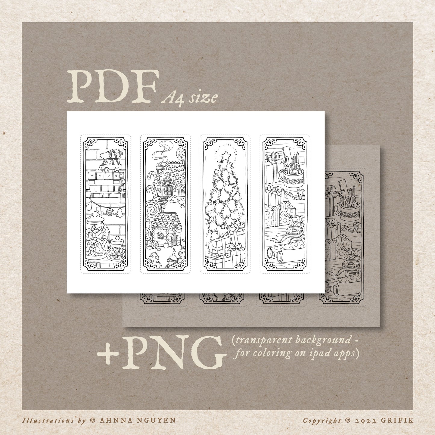 Holiday Moments Coloring Bookmarks