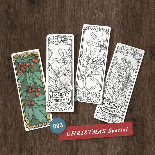 Holly Branch Coloring Bookmarks