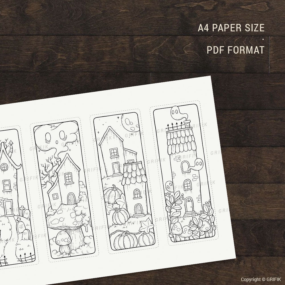 Peculiar Houses Coloring Bookmarks