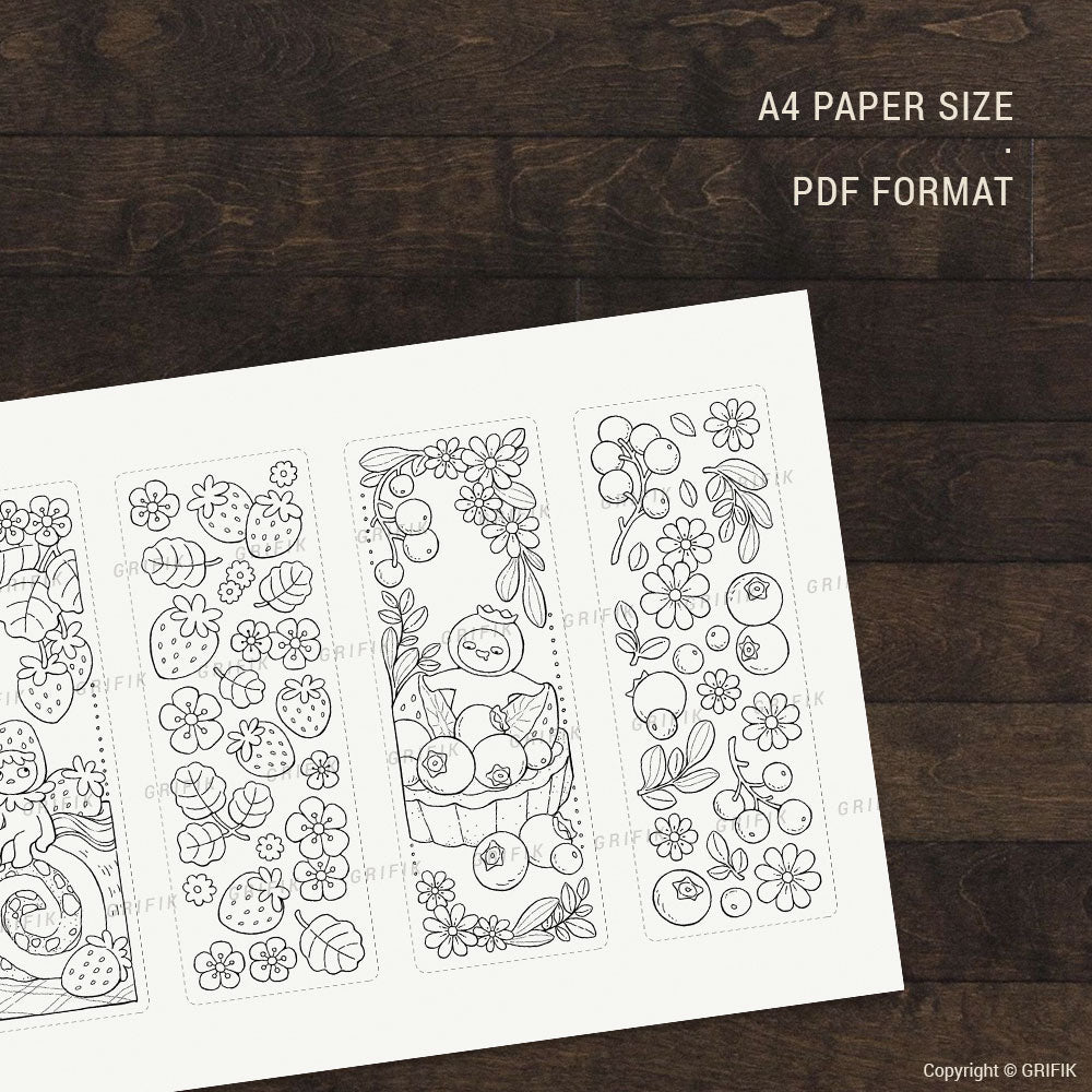 Berry Tarts Coloring Bookmarks