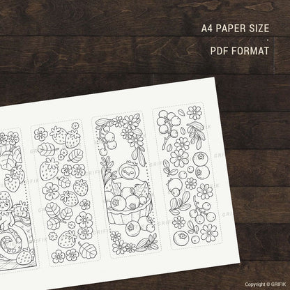 Berry Tarts Coloring Bookmarks