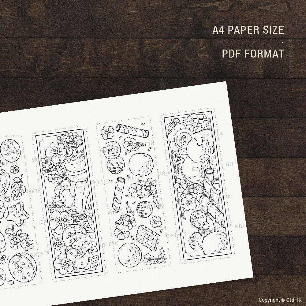 Cookies Coloring Bookmarks