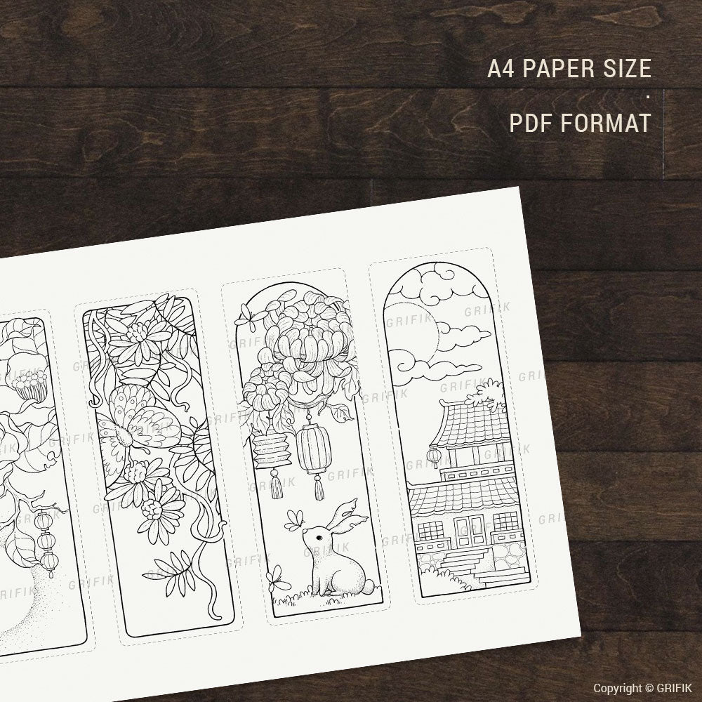 Mid-Autumn Coloring Bookmarks