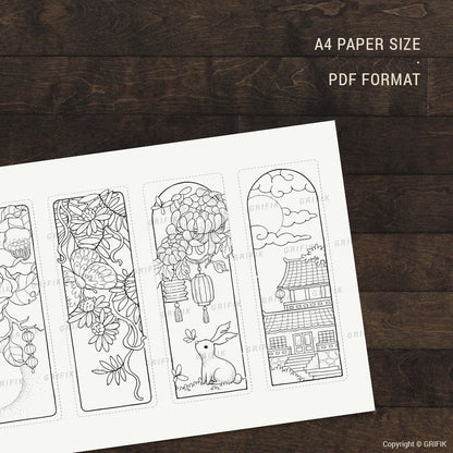 Mid-Autumn Coloring Bookmarks