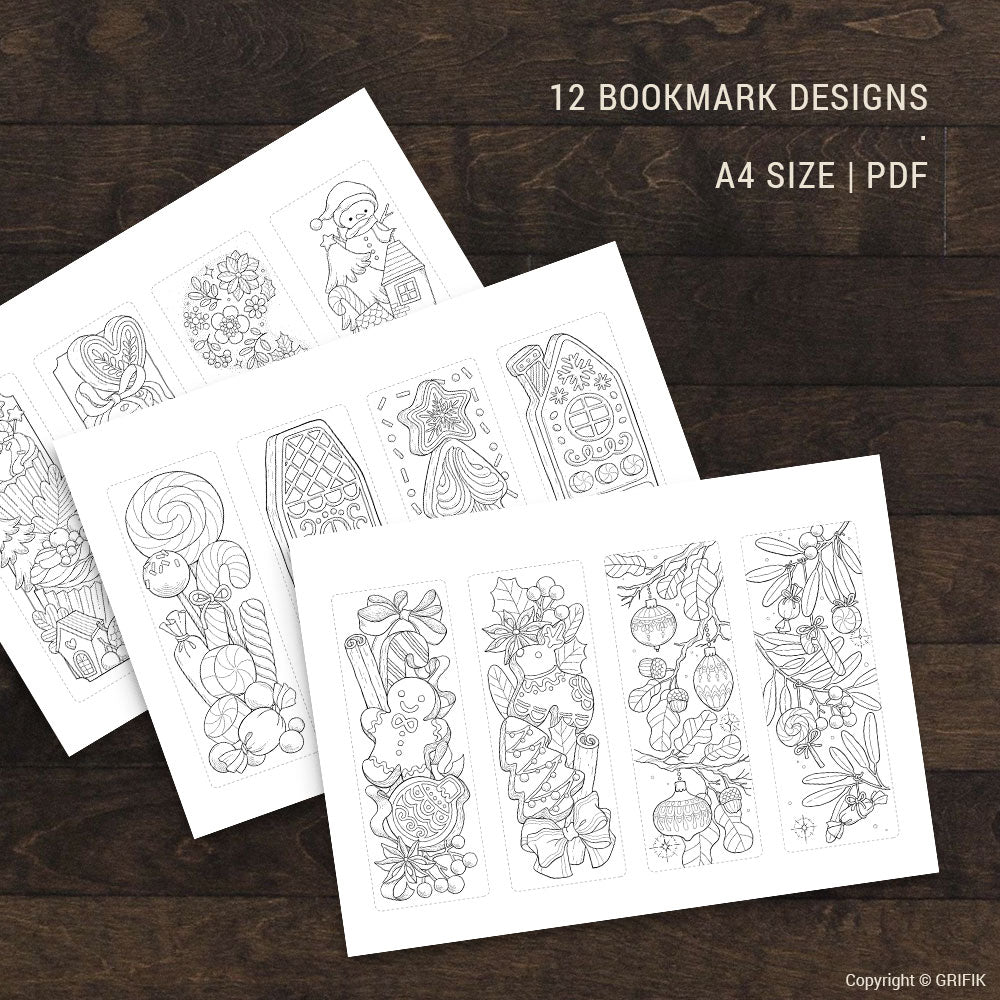 Christmas Baking Coloring Bookmark Set