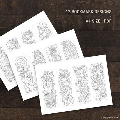 Christmas Baking Coloring Bookmark Set