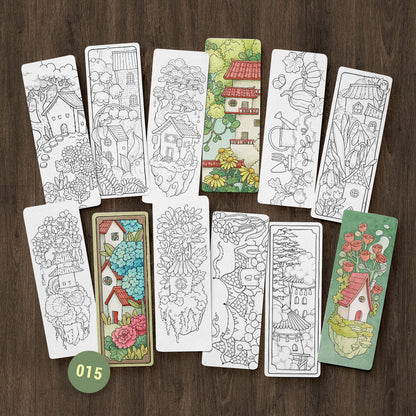 12 Coloring Bookmarks, Flying Town I Set