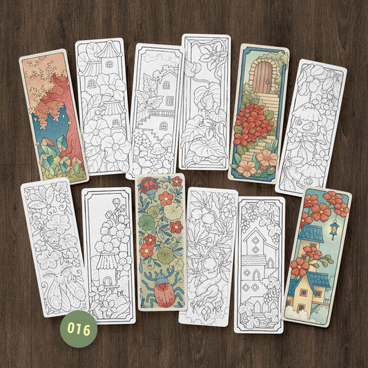 16 Coloring Bookmarks, Flying Town II Set