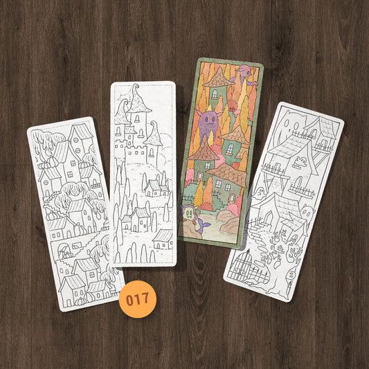 Spooky Town Coloring Bookmarks