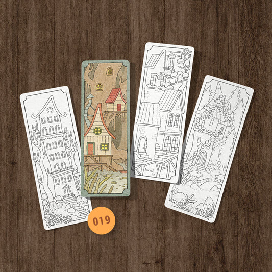 Mysterious Houses Coloring Bookmarks