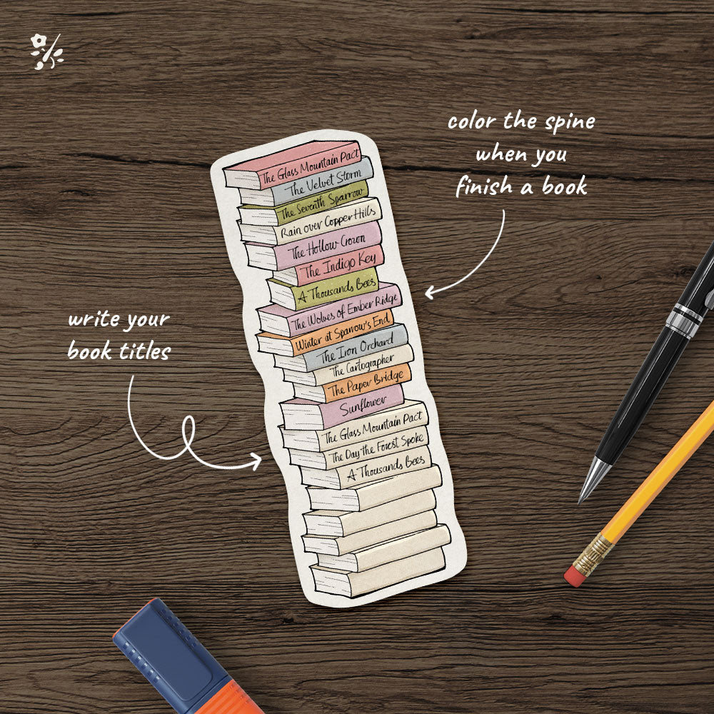 Book Stack Reading Tracker Bookmark Set