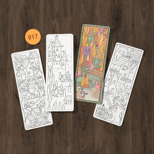 Spooky Town Coloring Bookmarks