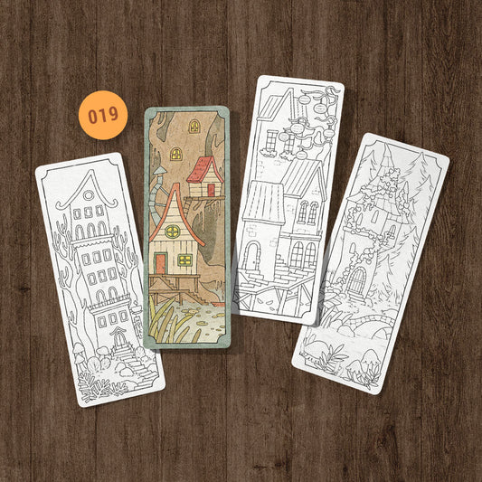 Mysterious Houses Coloring Bookmarks