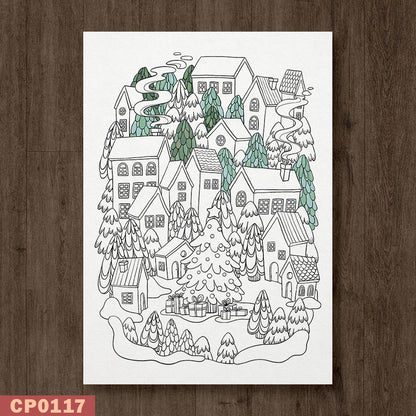 Winter Town Coloring Page