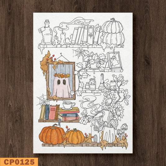 An Autumn Shelf Coloring Page