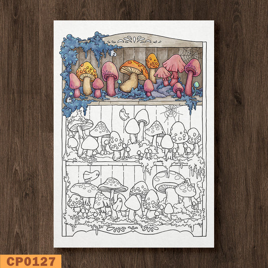A Cupboard Full of Mushroom Coloring Page