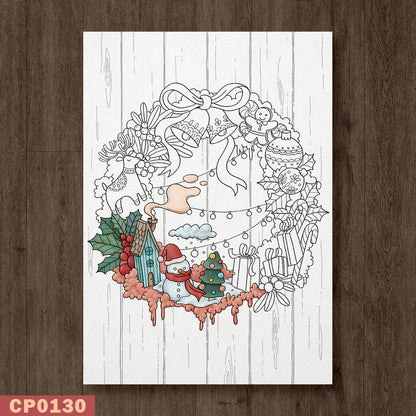 Christmas Wreath Coloring Page