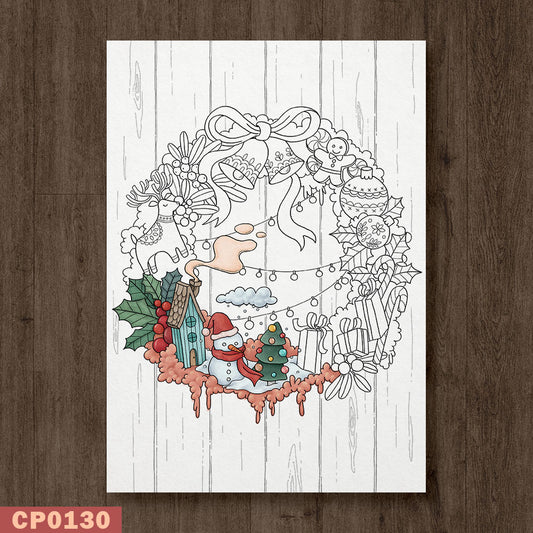 Christmas Wreath Coloring Page