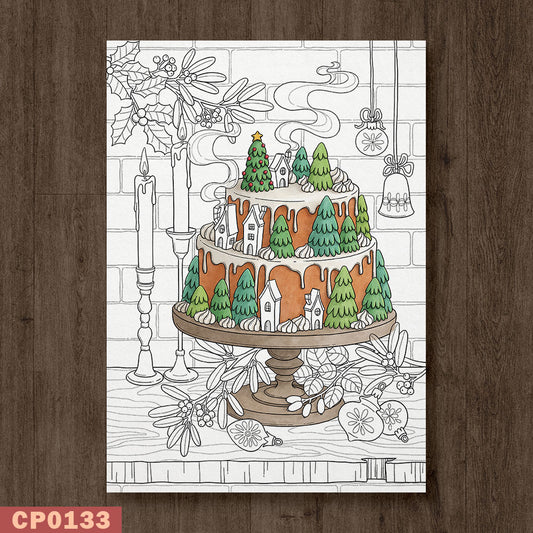 Christmas Cake Coloring Page
