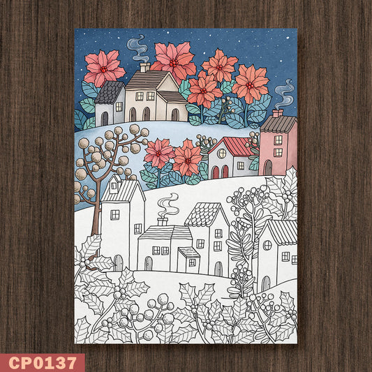 Winter Village Coloring Page