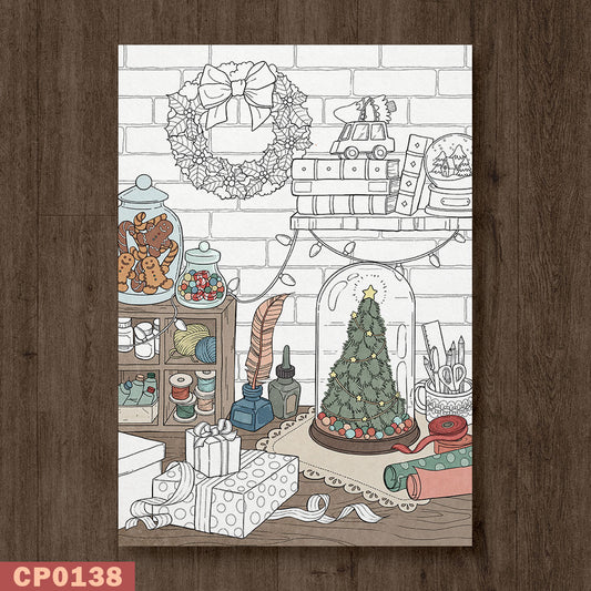 Xmas Gift Wrapping Coloring Page