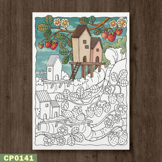 Strawberry Village Coloring Page
