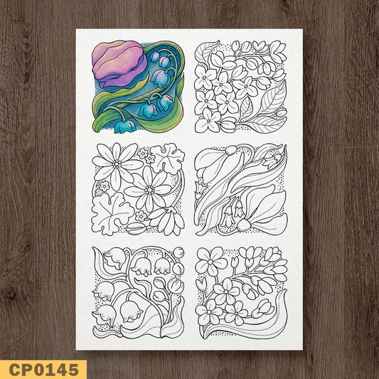 Mini Boxes of Flowers Coloring Page