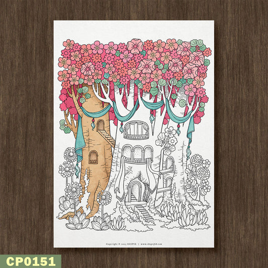 Tree Castle Coloring Page