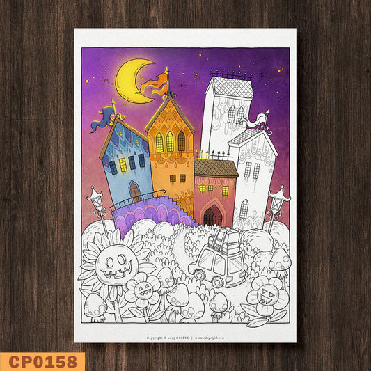 A Night at a Spooky Hotel Coloring Page