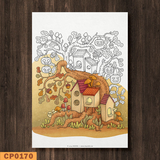 Spooky Oak Tree Coloring Page