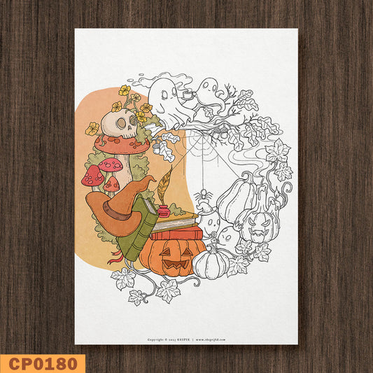 Spooky Wreath 1 Coloring Page
