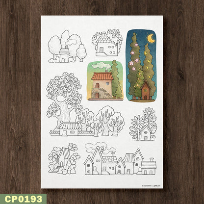 Blooming and Starry Coloring Page