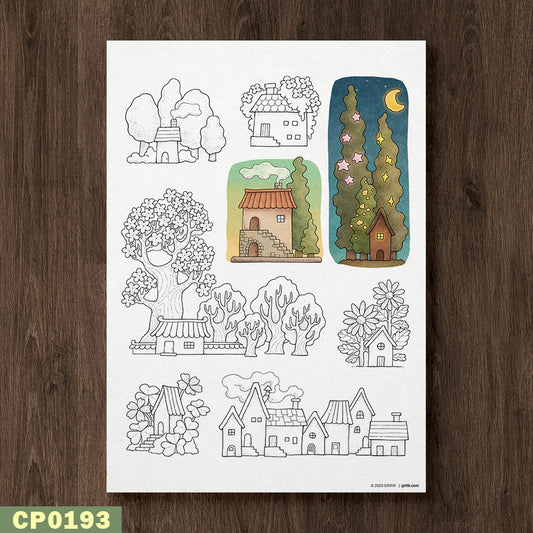 Blooming and Starry Coloring Page