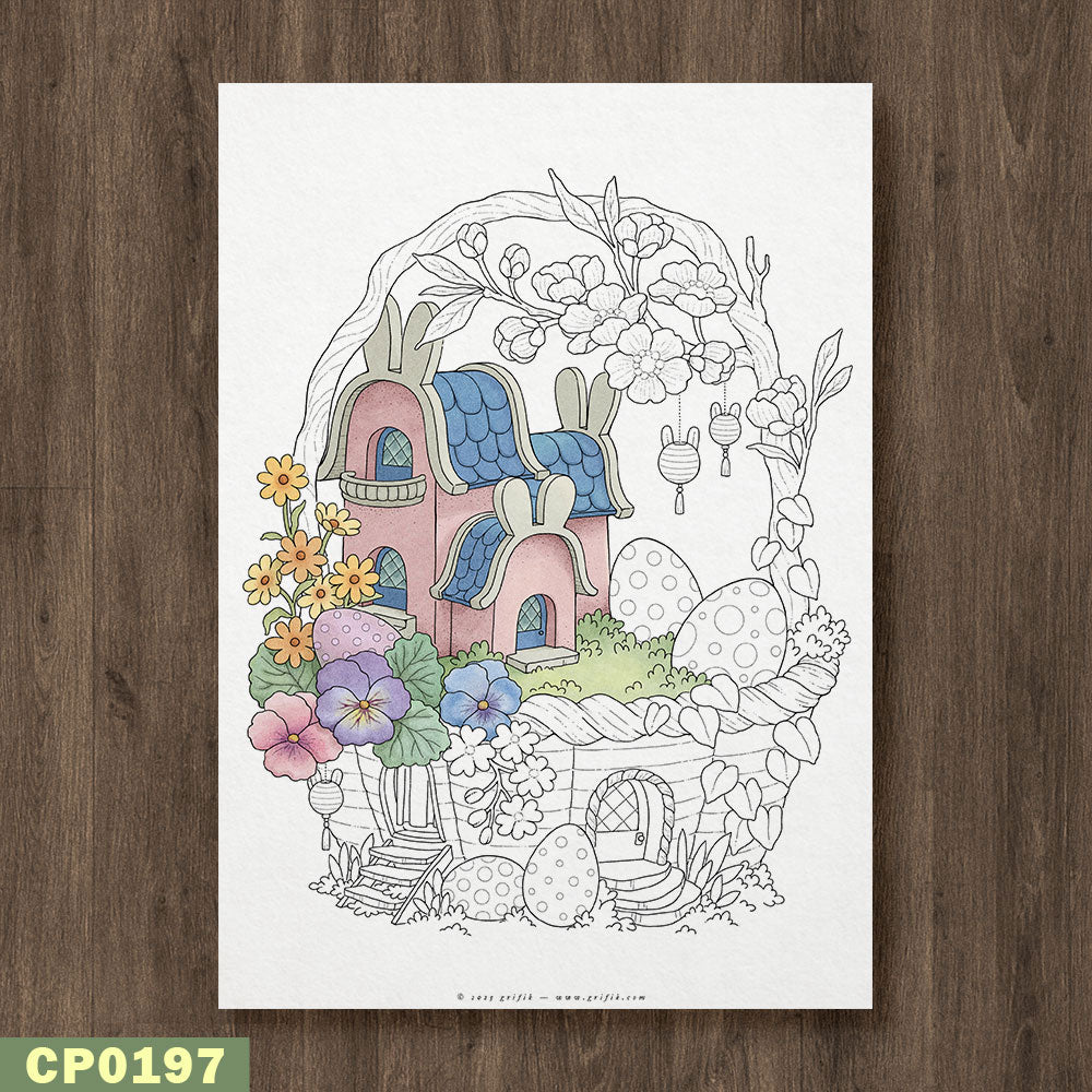 Cozy Nest in a Basket Coloring Page