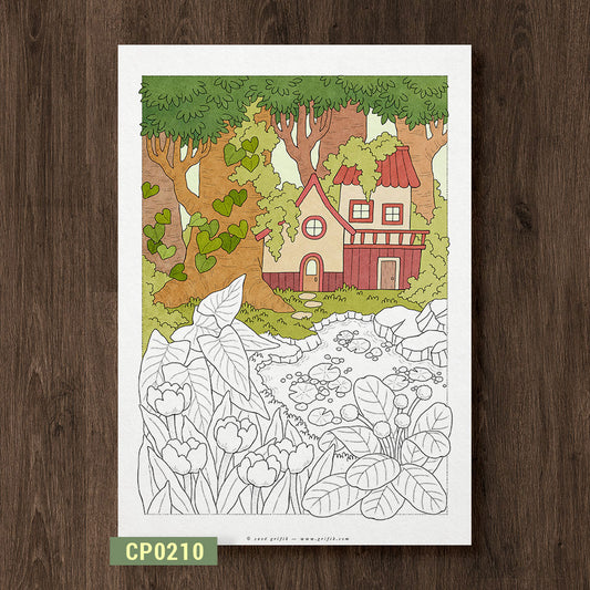 Whispering Woods Cottage Coloring Page