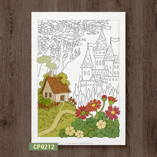 The Castle Beyond the Hill Coloring Page